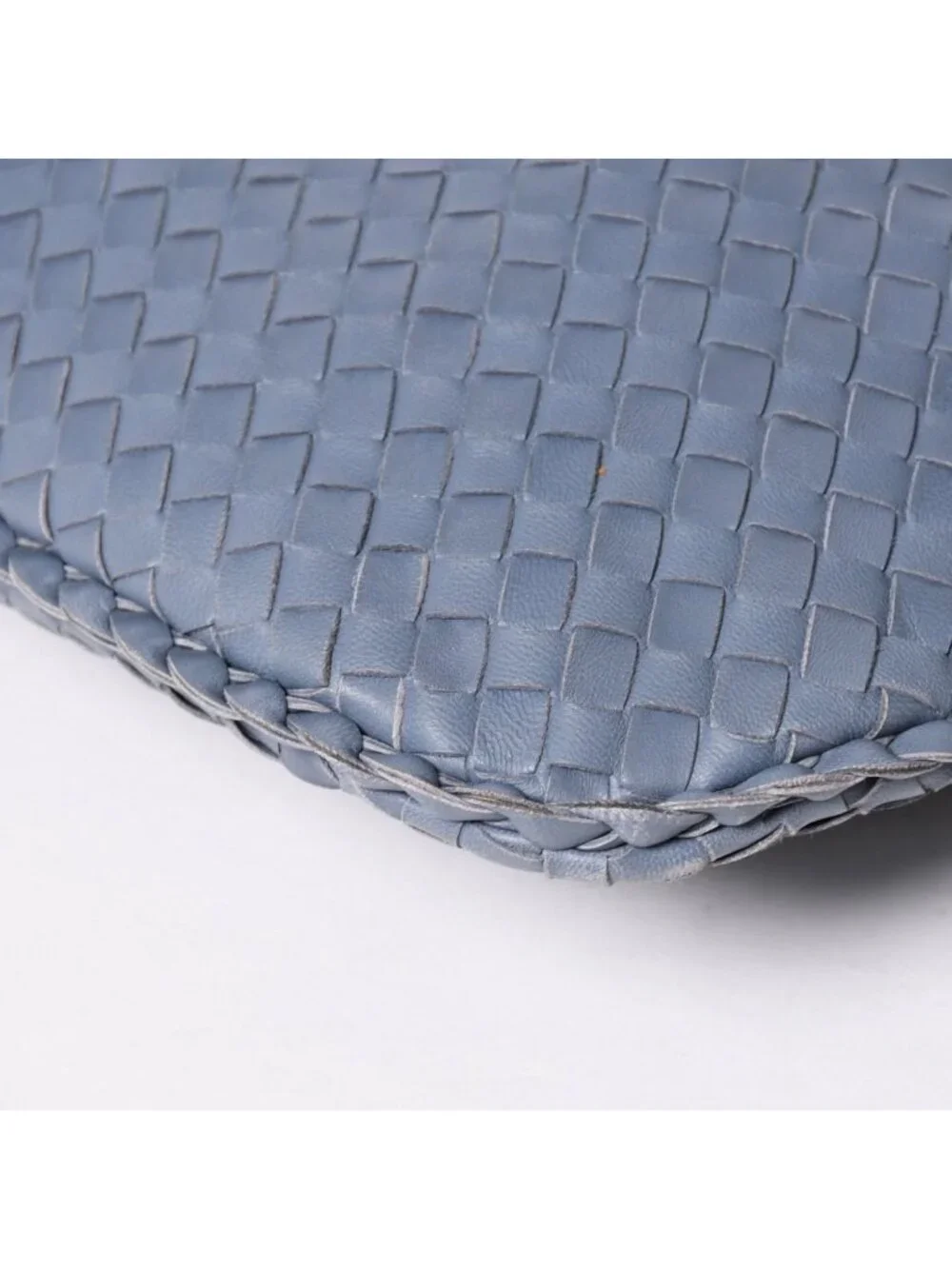 Bottega Veneta Intrecciato Hobo Handbag Blue Gray Black Metal Lambskin